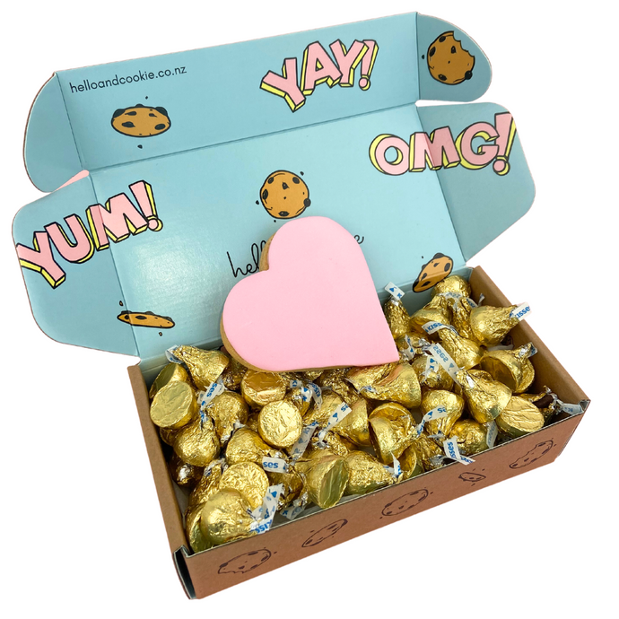 Hershey's Chocolate Kisses Gift Box with Hello & Cookie. Valentine's Day gifts. Affordable. Delivery NZ Wide and Auckland Same Day