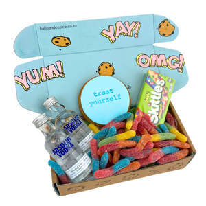 Absolut vodka and sour worm Gift Box with Hello & Cookie. Affordable. Delivery NZ Wide and Auckland Same Day